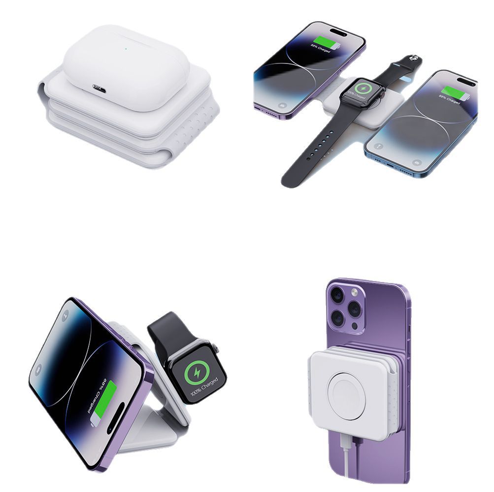 Carregador Magnético Wireless 3 em 1 – Smartphone, Smartwatch e Auriculares