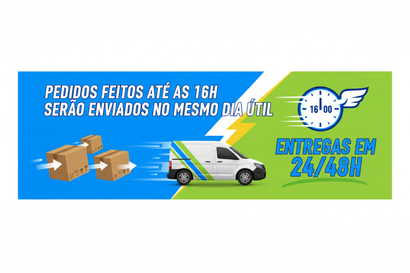 pedidos feitos ate as 16H serão enviados no mesmo dia útil!!!entregas em 24/48H!!!